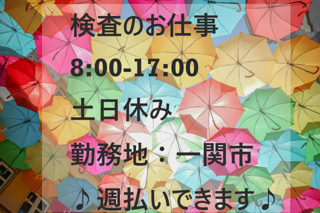 【急募】日勤のみ/土日休み/男女活躍中/岩手県一関市未経験者活躍中🔰週払いOK💰NO.02324651 イメージ